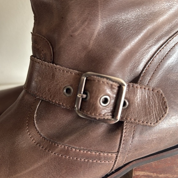 Naturalizer Brown Leather Size Zip Mid Calf Riding Boots Women 7 - Picture 7 of 15